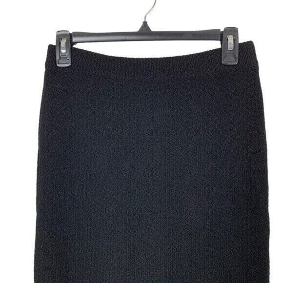 Ann Wi Black Knit Pencil Skirt Vintage Classic Minimalist Stretch Small - Picture 2 of 4